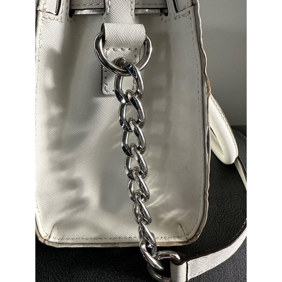 Michael Kors Hamilton Specchio E W Satchel Optic White - Picture 13 of 16